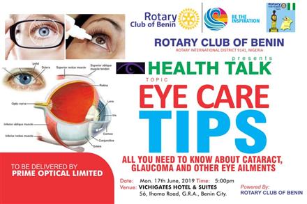 Rotary Club of Benin presents a lecture on Eye care